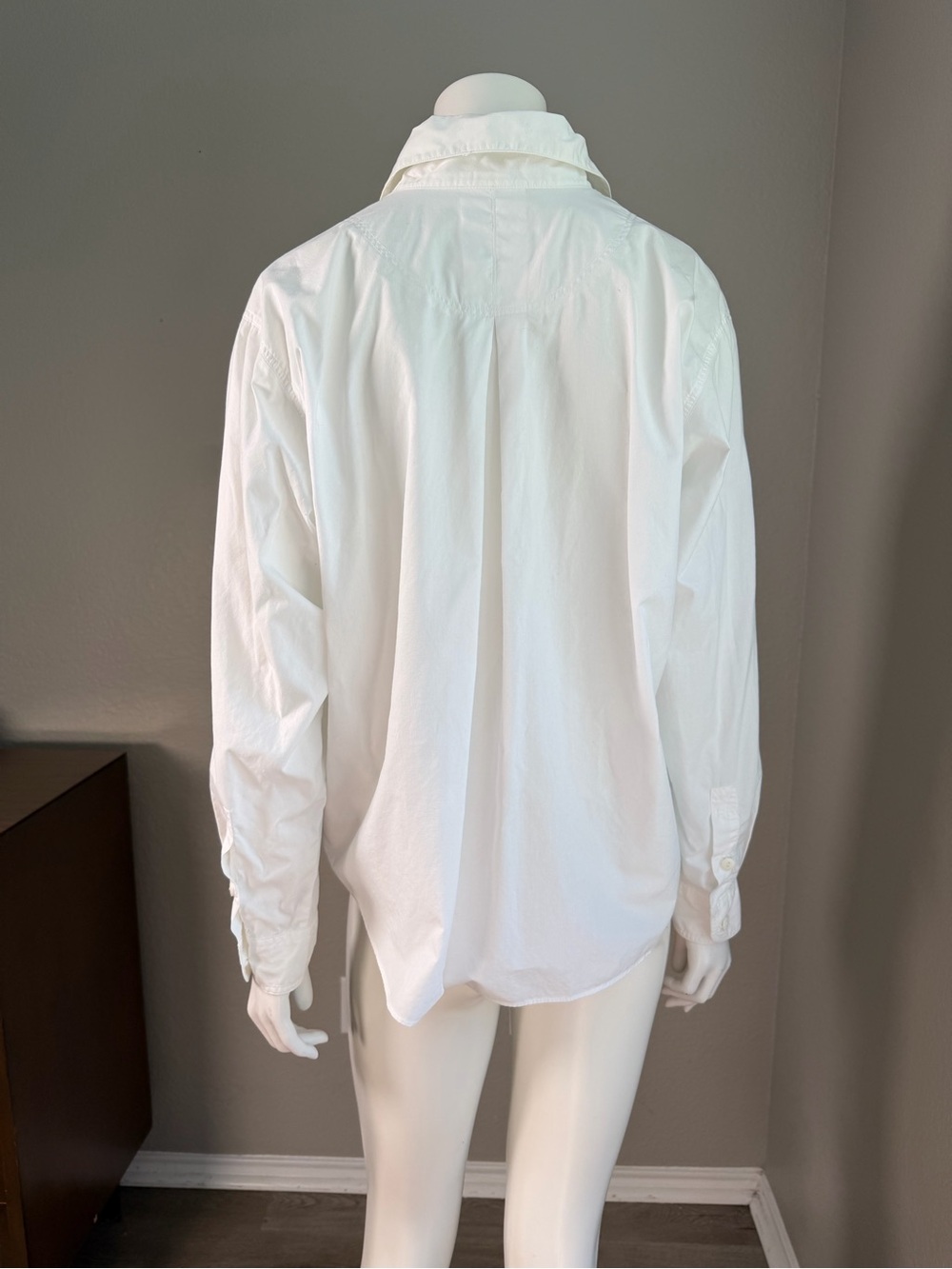 Jantzen Vintage Cotton Button Up Blouse White Floral Embroidered Collar Size Med - Picture 7 of 9